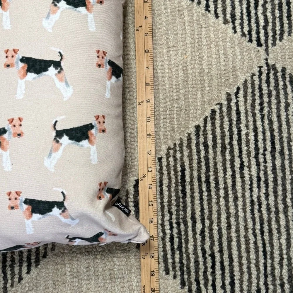 Set of 2 Society6 Dog Print‎ Throw Pillow Set Beige Decorative Accent Cushions